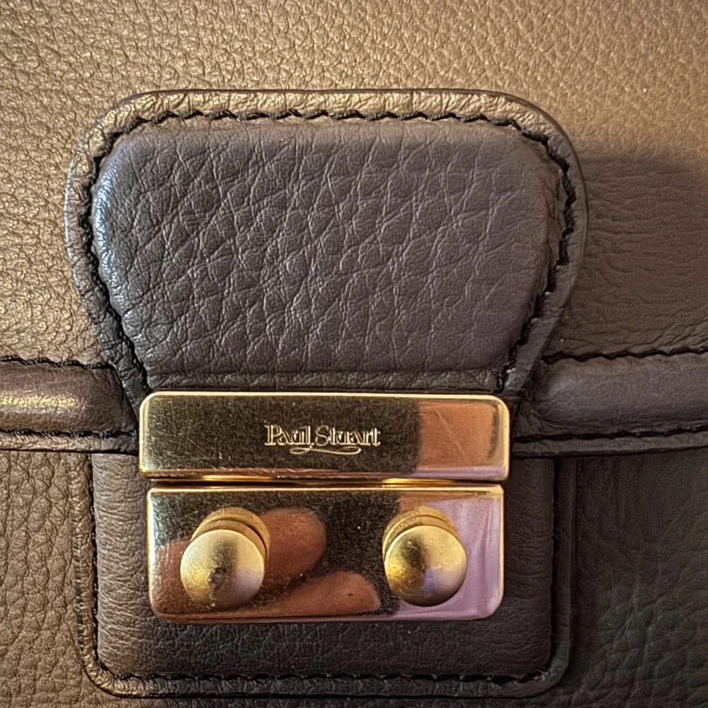 Paul Stuart Pebbled Leather Top Handle Mini Satchel – Espresso Brown - Picture 3 of 10